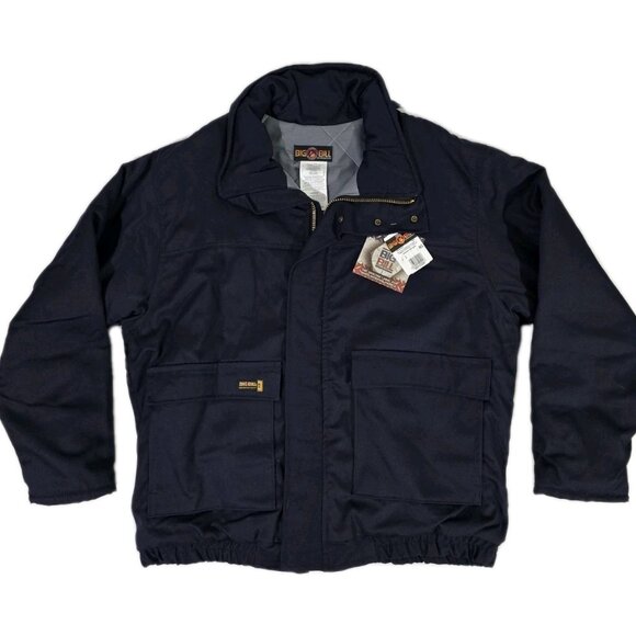 Big Bill FR Indura Ultra Soft Full Zip Doubler Bomber Jacket Navy Blue Men L NWT - Picture 1 of 9